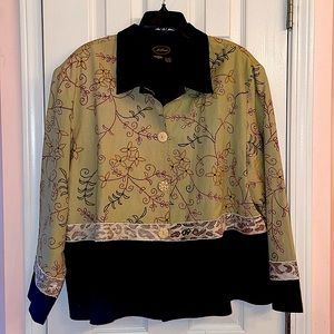 Mixed print, button accent jacket - Allure